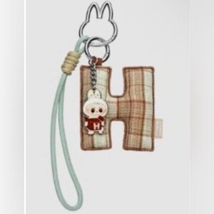 Popmart labubu pin for love keychain letter H